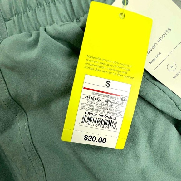 All in Motion‎ Woven Athletic Shorts Womens Adjustable Waist UPF 50+ Green NWT - Picture 14 of 15